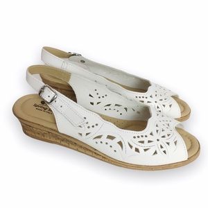 Spring Step Orella White Leather Slingback Sandals